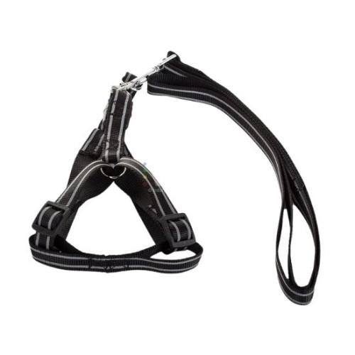 Шлейка для кошек и собак + светоотражающий поводок 1,5 см синий